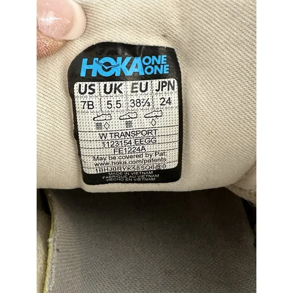 Hoka One One Transport Running Shoes Womens Size 7 B White Beige Vibram Sole